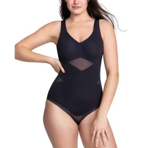 Honeylove Other - Honeylove Black Sculptwear Bodysuit With Mesh Panels & Supportive Cups Size 2X
